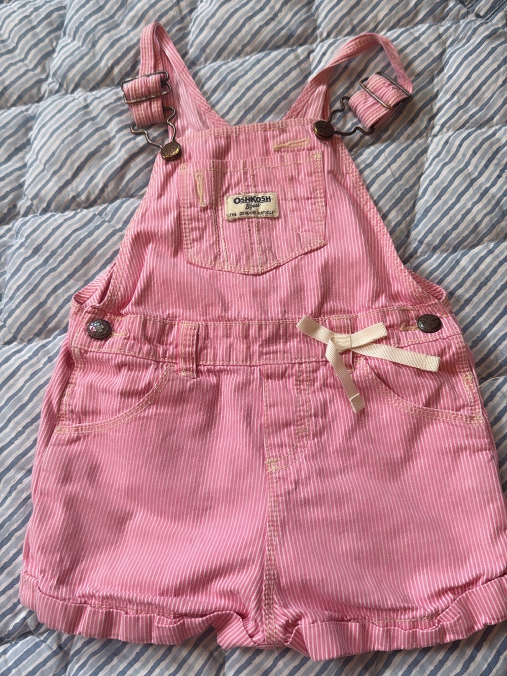 OshKosh B'gosh Pink Corduroy Shortalls with Bow Accent